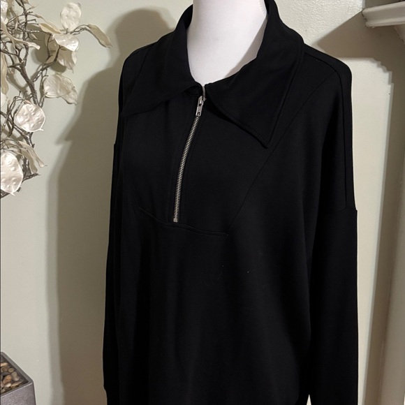 LOFT Black V neck Zip-Up Women's Sweater Loose Fit - Picture 5 of 5